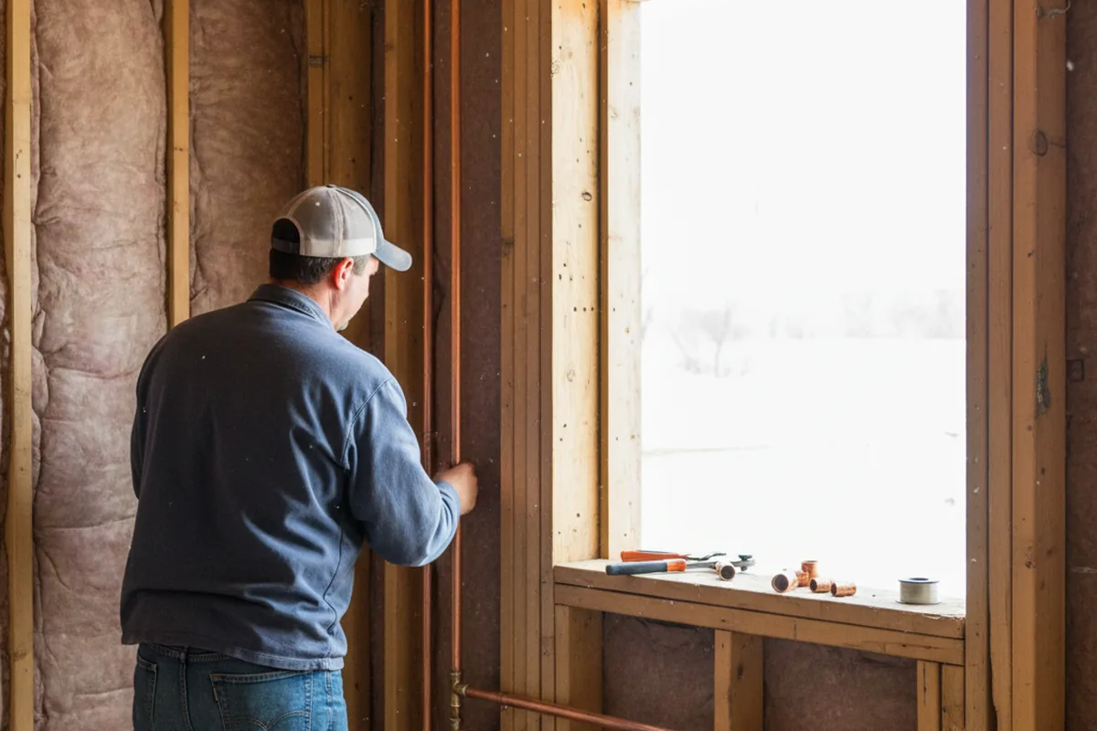 Licensed plumber running new copper supply lines in a Silver City home